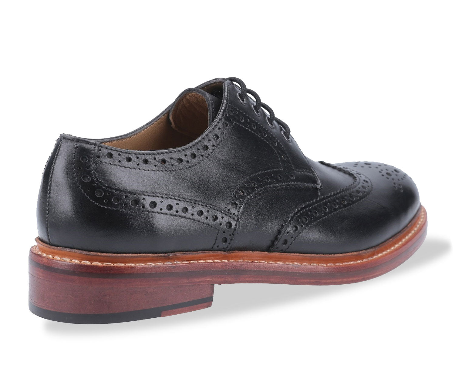 Black all leather brogue country shoe 