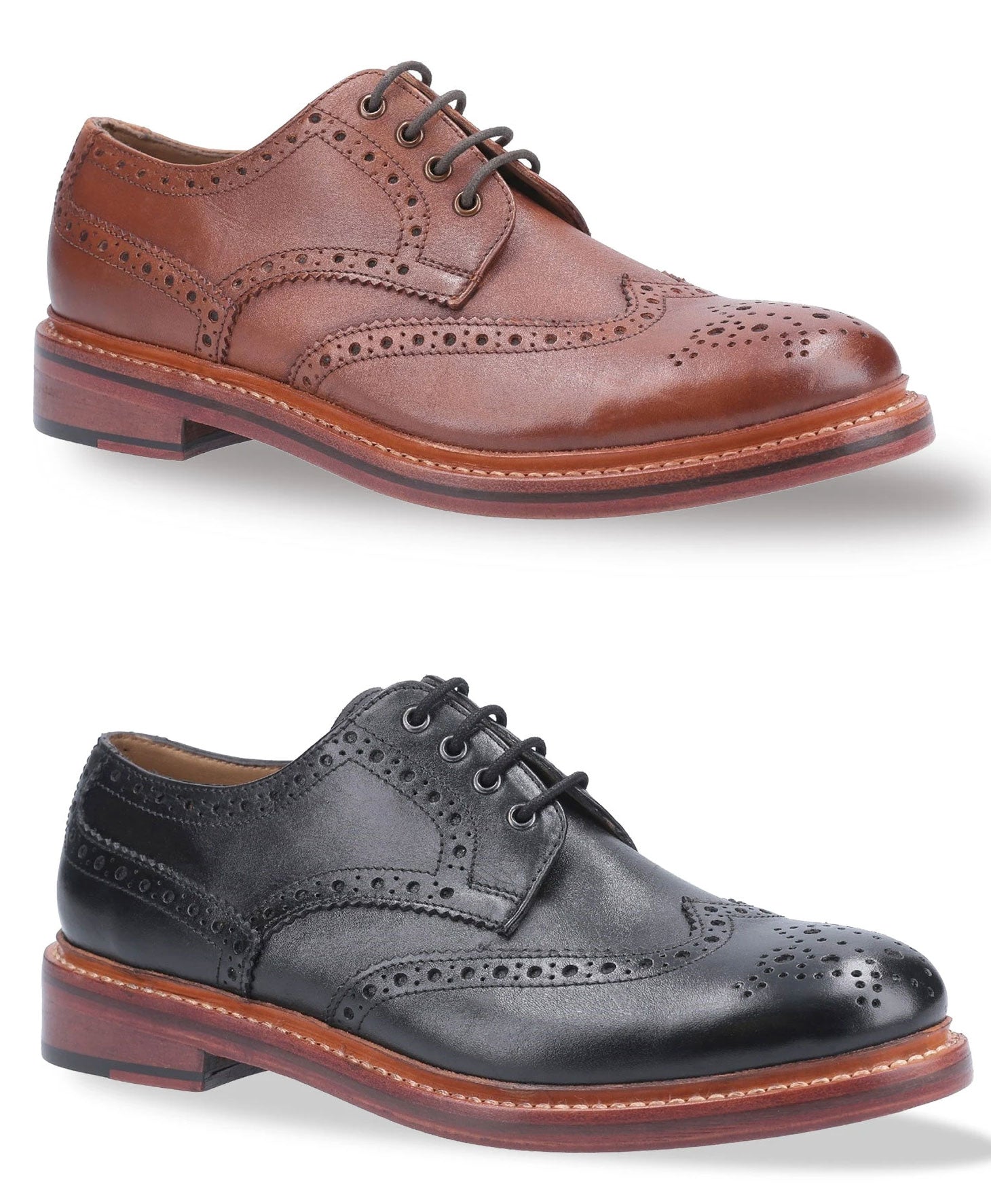 Cotswold Quenington All Leather Brogue Shoe | Black &amp; Brown 