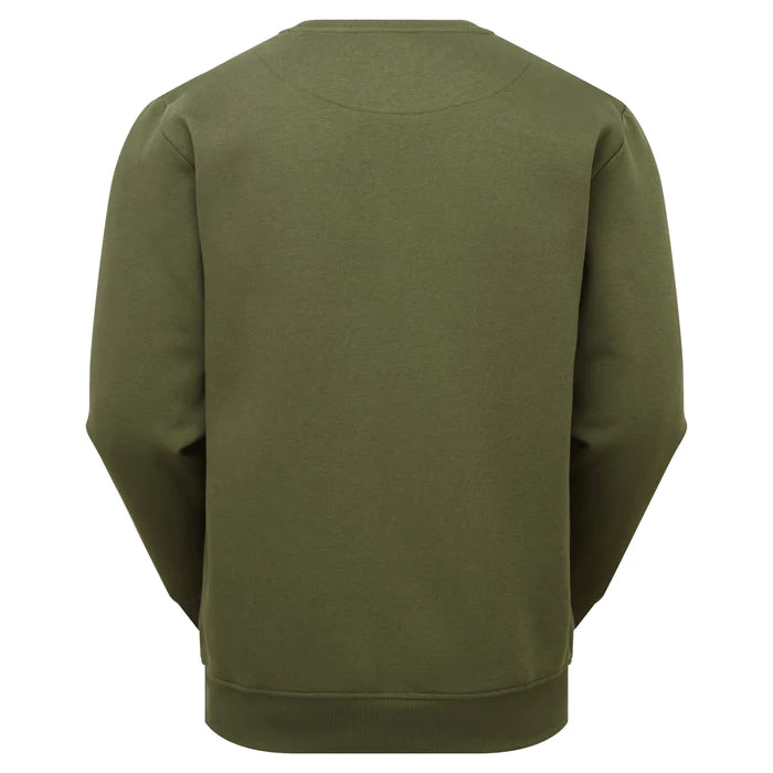 Ridgeline Elements Recycled Crew Neck Jumper in Field Olive 