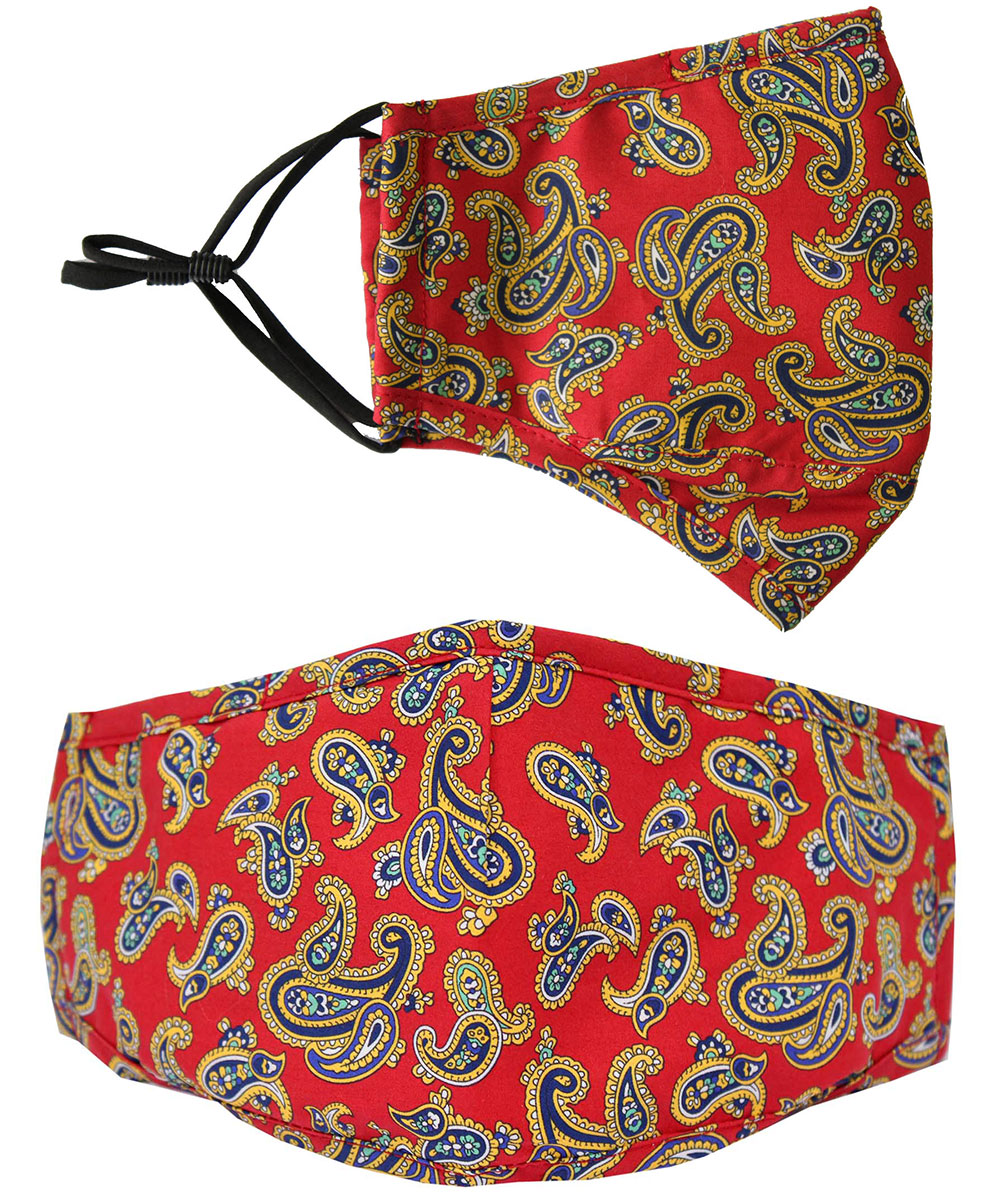 Red and Gold Paisley Reusable Face Mask