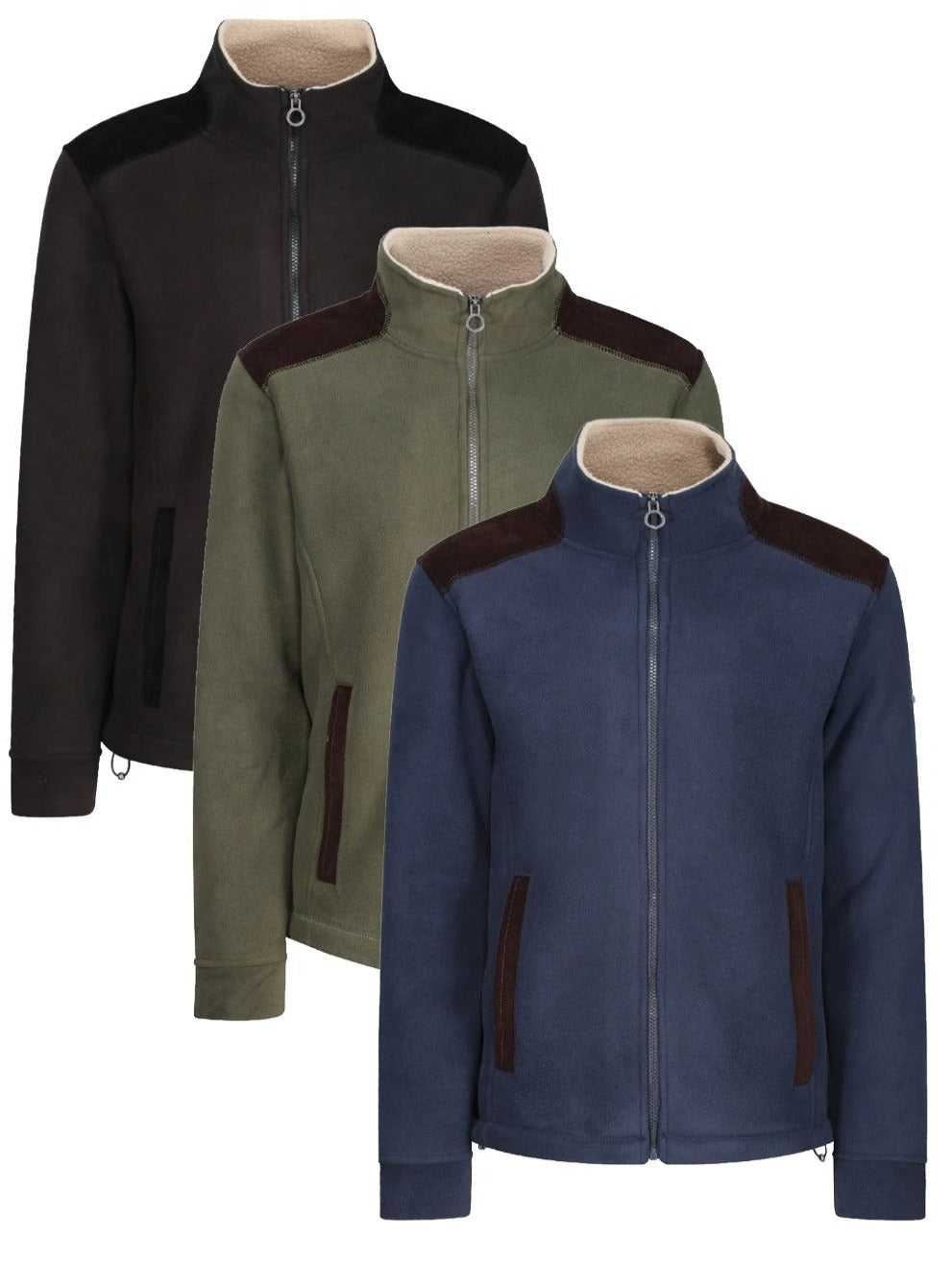 Regatta Faversham Full Zip Fleece in Navy, Black, Dark Khaki