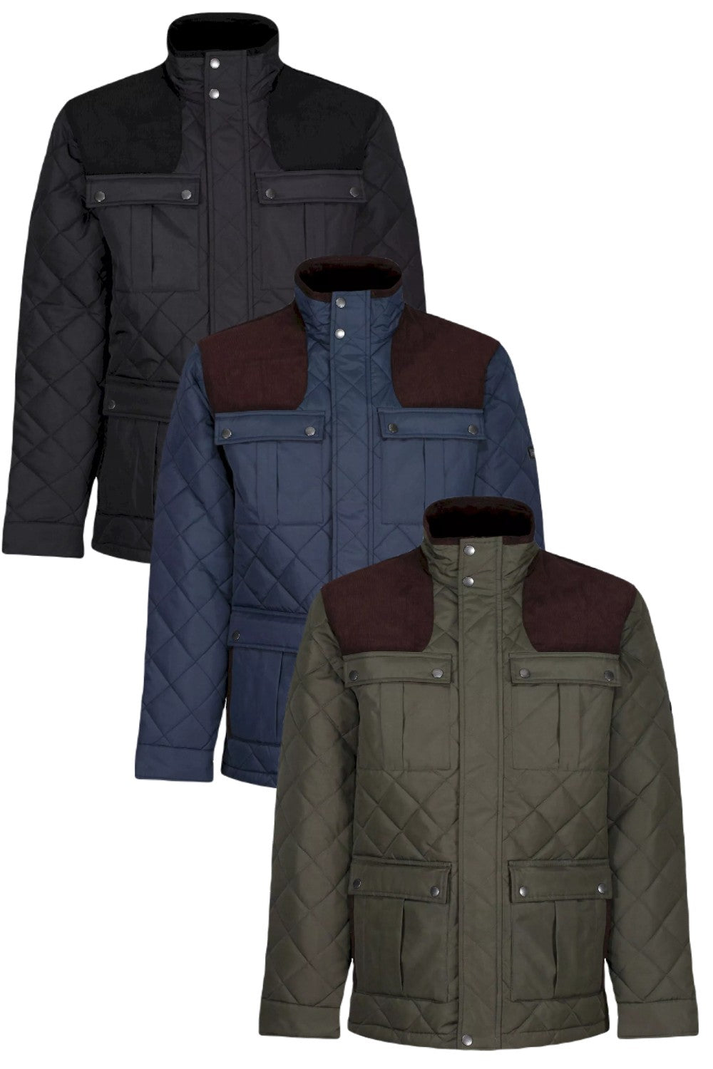 Regatta Padbury Quilted Jacket In Black, Navy and Dark Khaki 