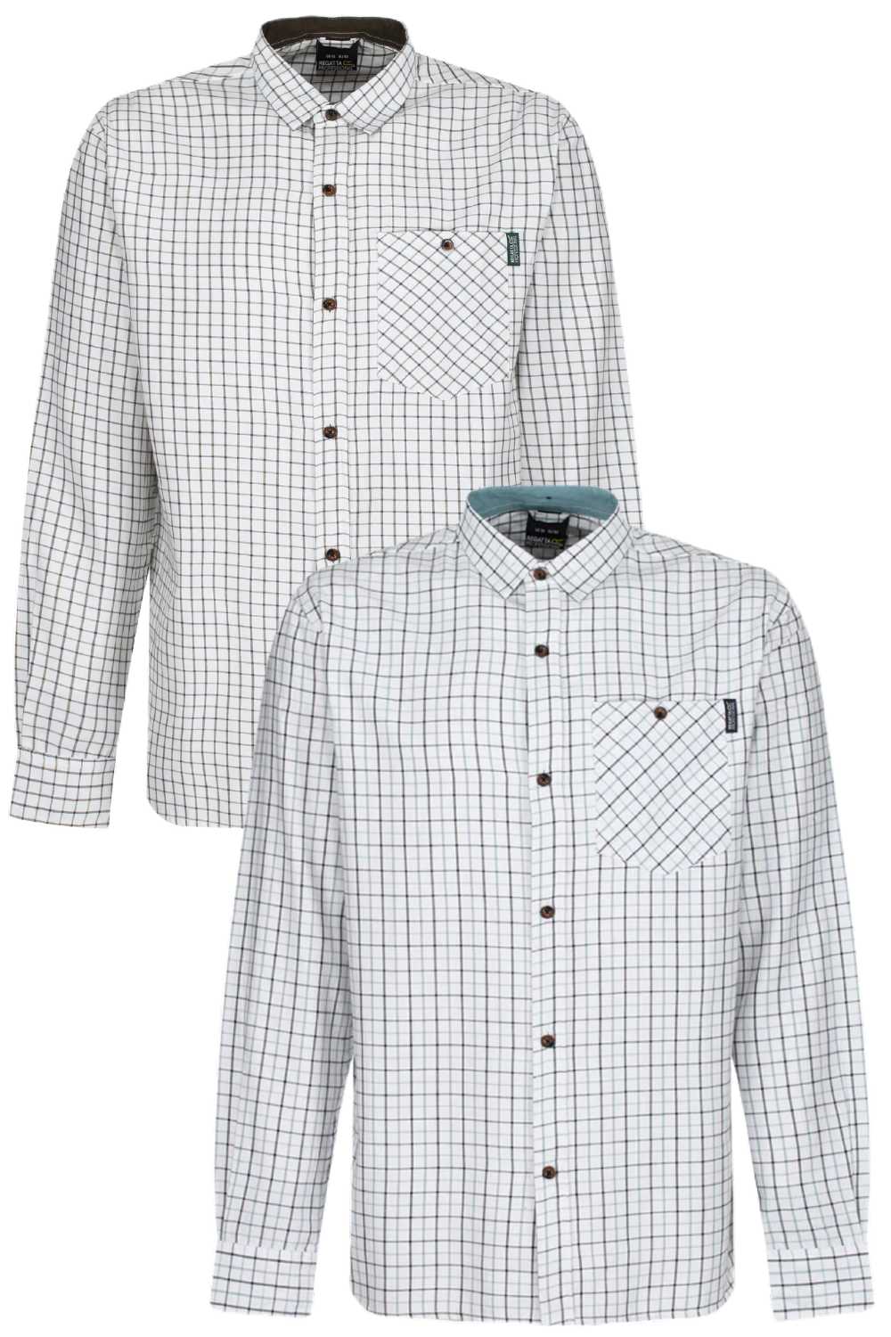 Regatta Tattersall Check Shirt in Green Check and Blue Check Regatta Tattersall Check Shirt in Blue Check 