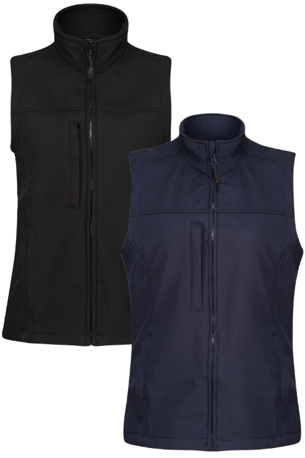 Regatta Womens Flux Softshell Bodywarmer In All Black and Navy