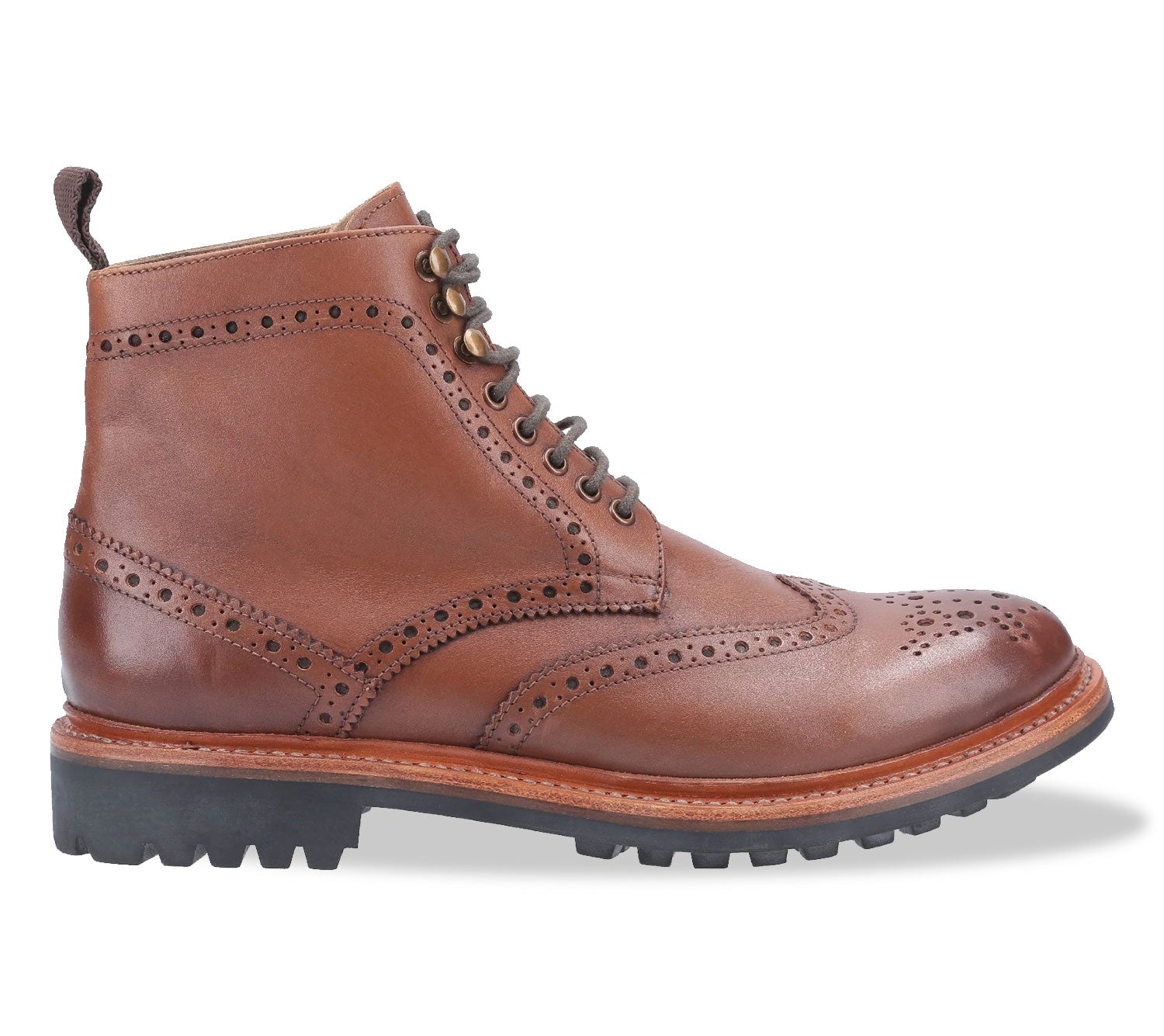 Brown Tan Cotswold Rissington Commando Brogue Boot 