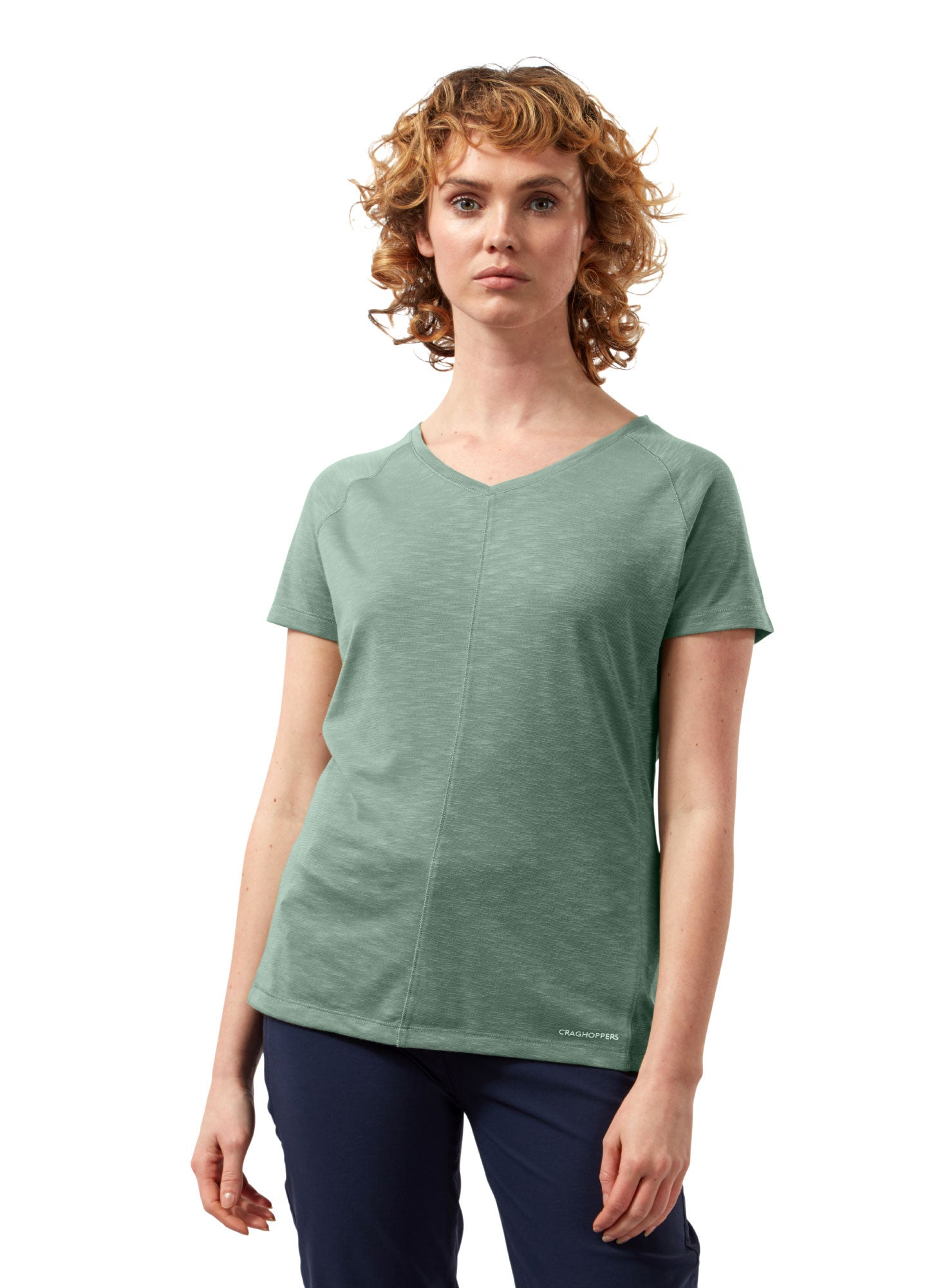 Sage Green Craghoppers Galena V Neck T-Shirt
