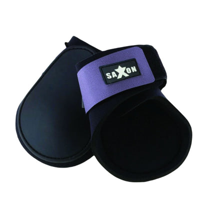 Saxon Travel Boots For Horses - Durable Black Cob Size With Fleece Lining & Secure Tape Closures