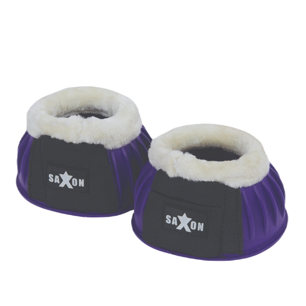 Saxon Fleece Trim Rubber Bell Boots | Nine Colours In Purple/White 