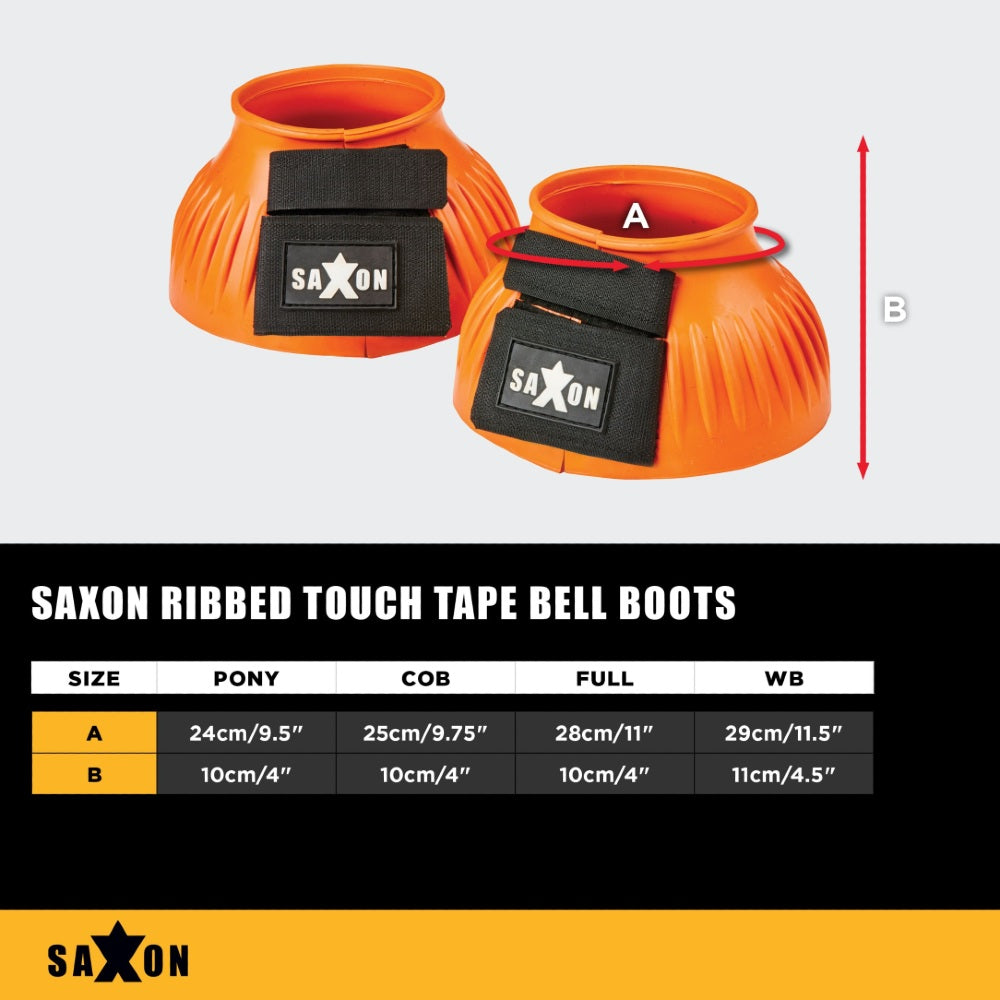 Saxon Ribbed Touch Tape Bell Boots Size Guide 