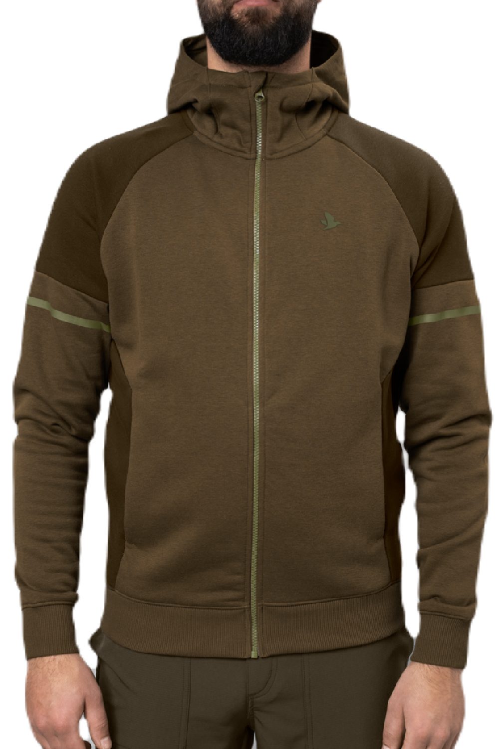 Seeland Mens Cross Hoodie with Zip in Dark Olive