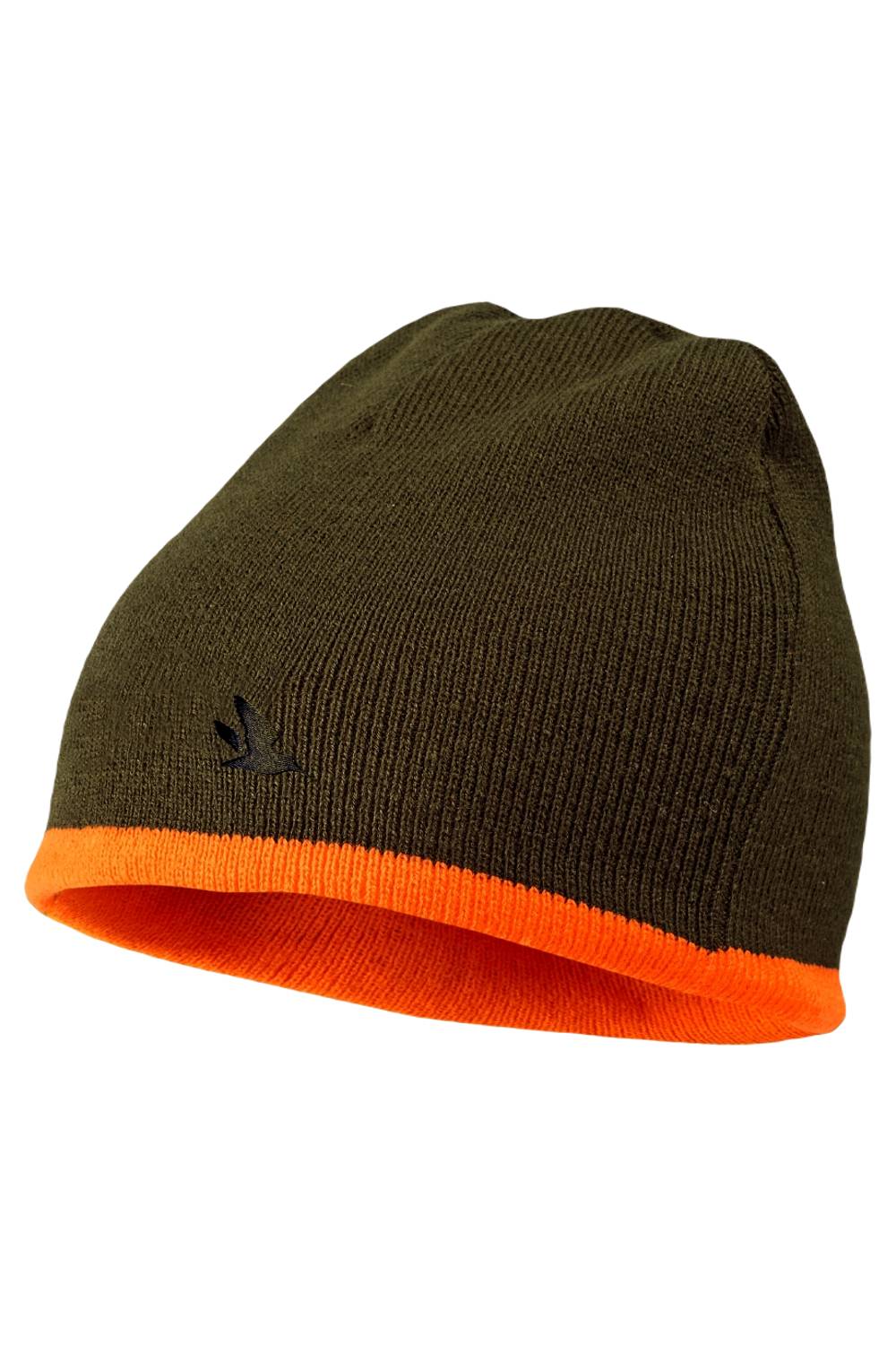 The Seeland Ian Reversible Beanie Hat in Pine Green/Hi-Vis Orange 