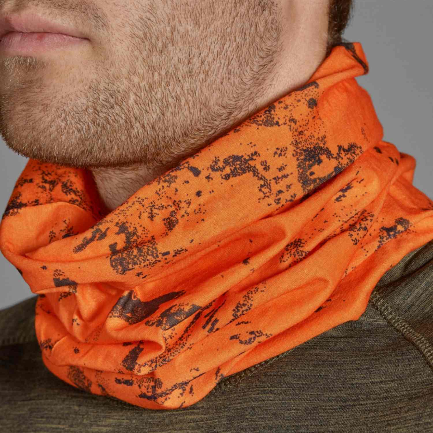 Seeland Neck Gaiter 2 Pack in Orange Blaze worn as a Neck Gaiter