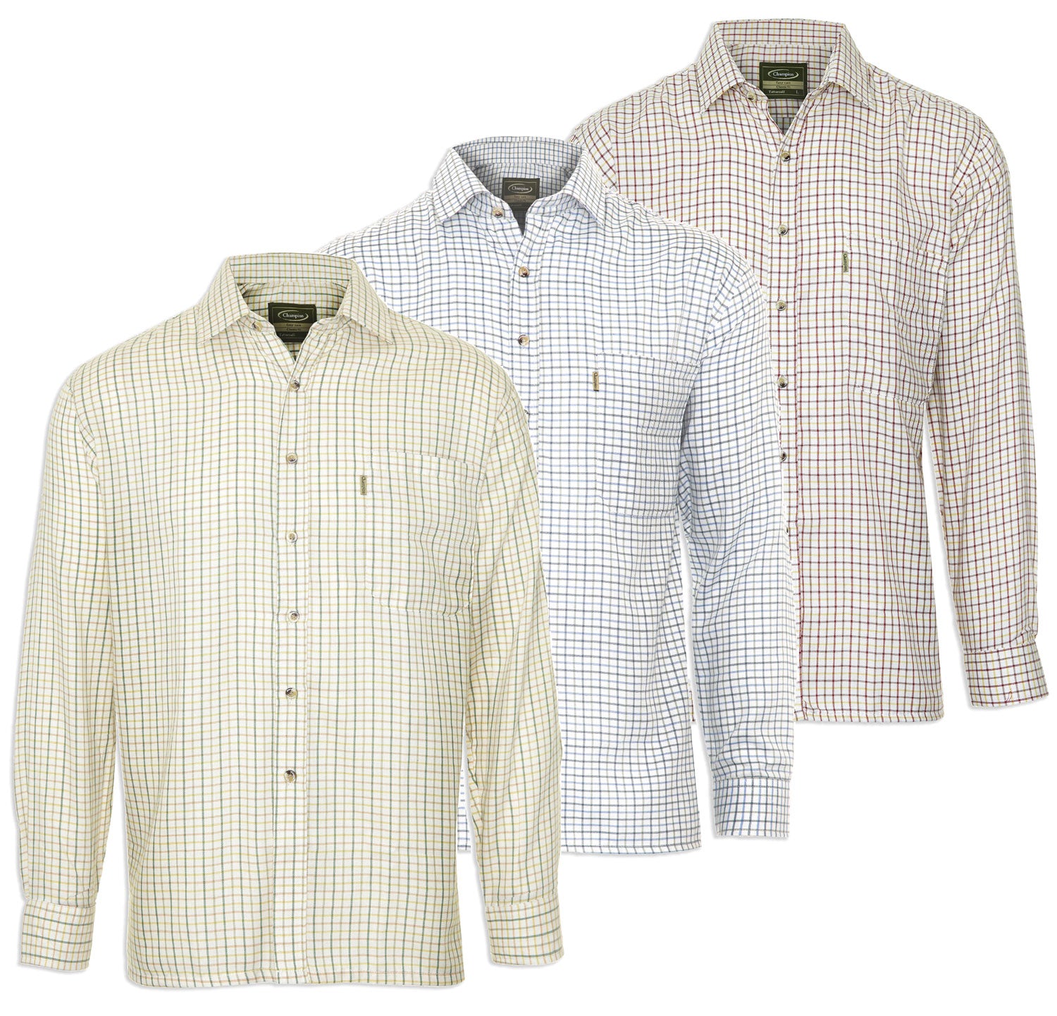 Champion Tattersall Check Shirt in Green/Brown, Blue and Red 