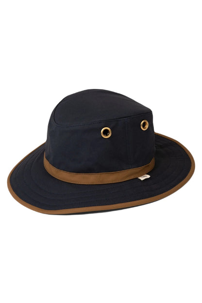 Tilley Hats Outback Waxed Cotton Hat In Navy/British Tan 