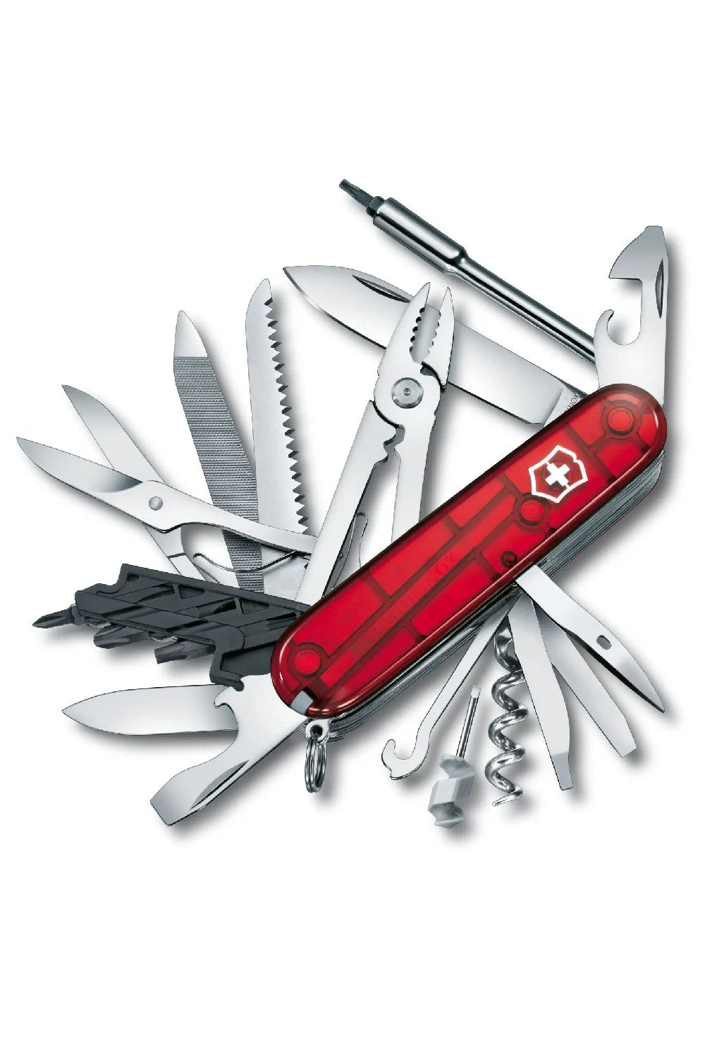 Victorinox Cyber Tool L Swiss Army Medium Pocket Knife with 39 Functions in Red Transparent