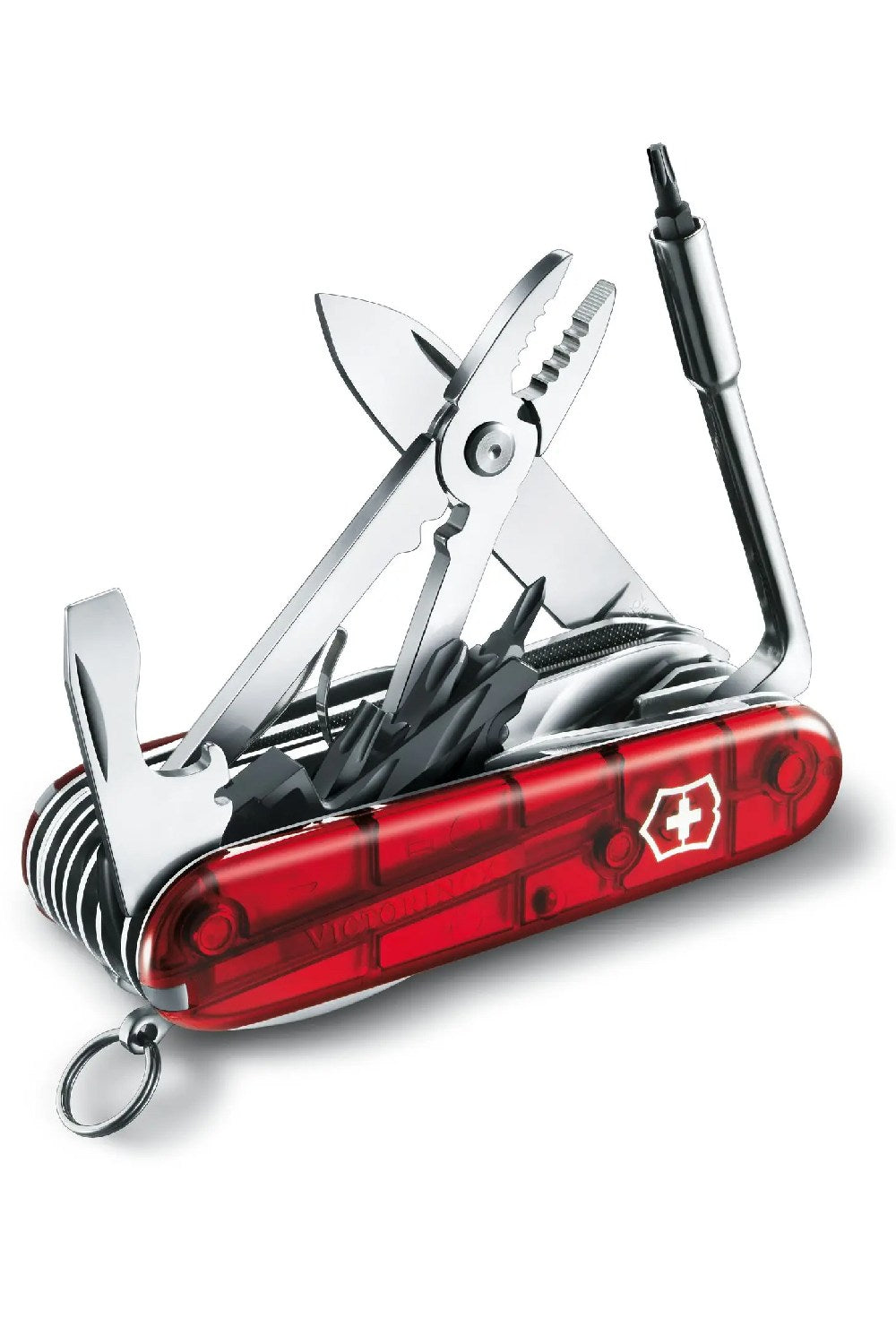 Victorinox Cyber Tool L Swiss Army Medium Pocket Knife with 39 Functions in Red Transparent