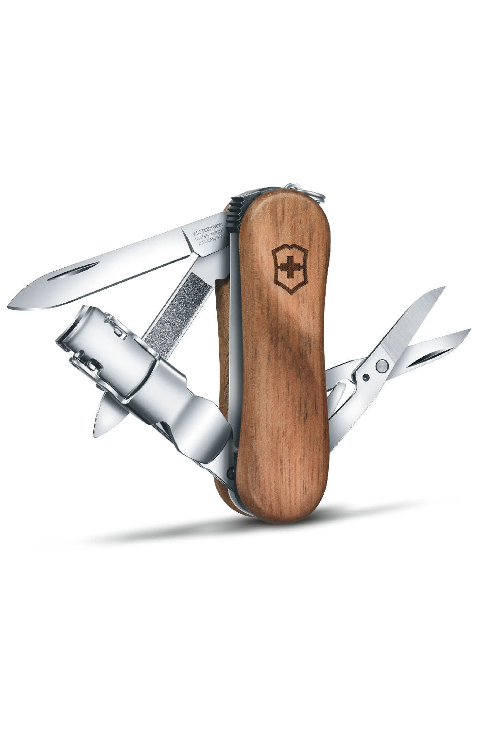 Victorinox Nail Clip Wood 580 Swiss Army Small Pocket Knife in Walnut Wood