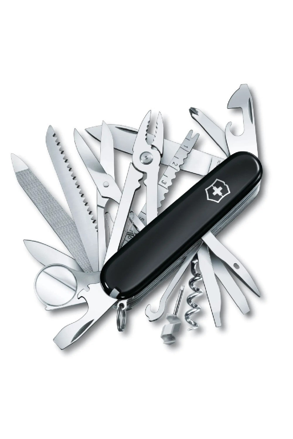 Victorinox Swiss Champ Swiss Army Medium Pocket Knife with 33 Functions in Black