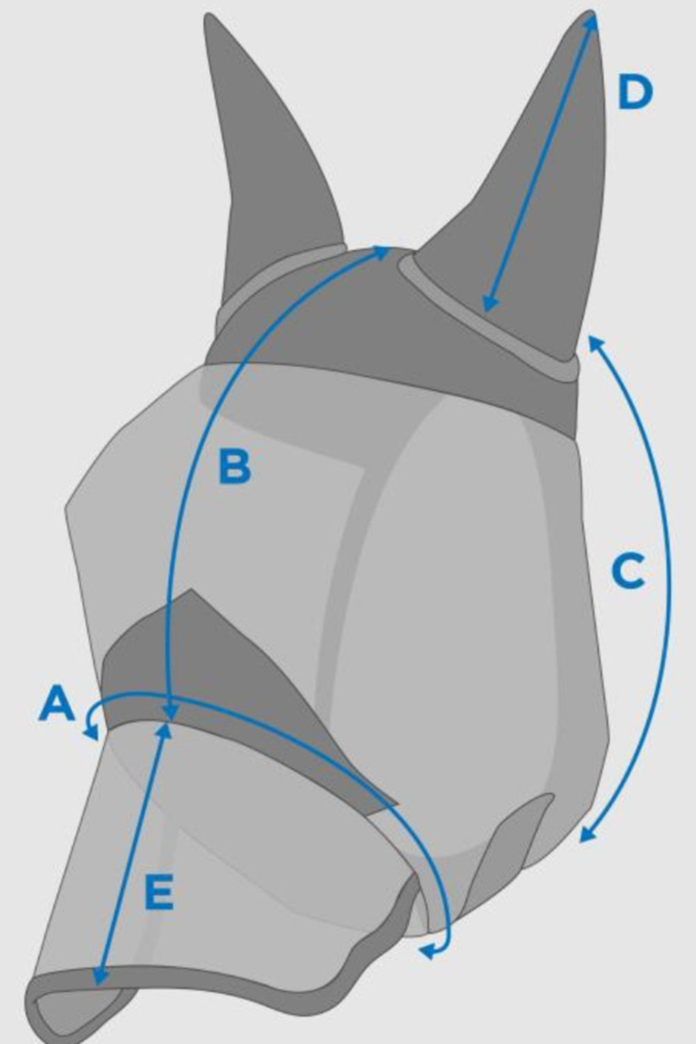 WeatherBeeta ComFiTec Deluxe Fine Mesh Mask With Ears and Nose | Two Colours Size Chart