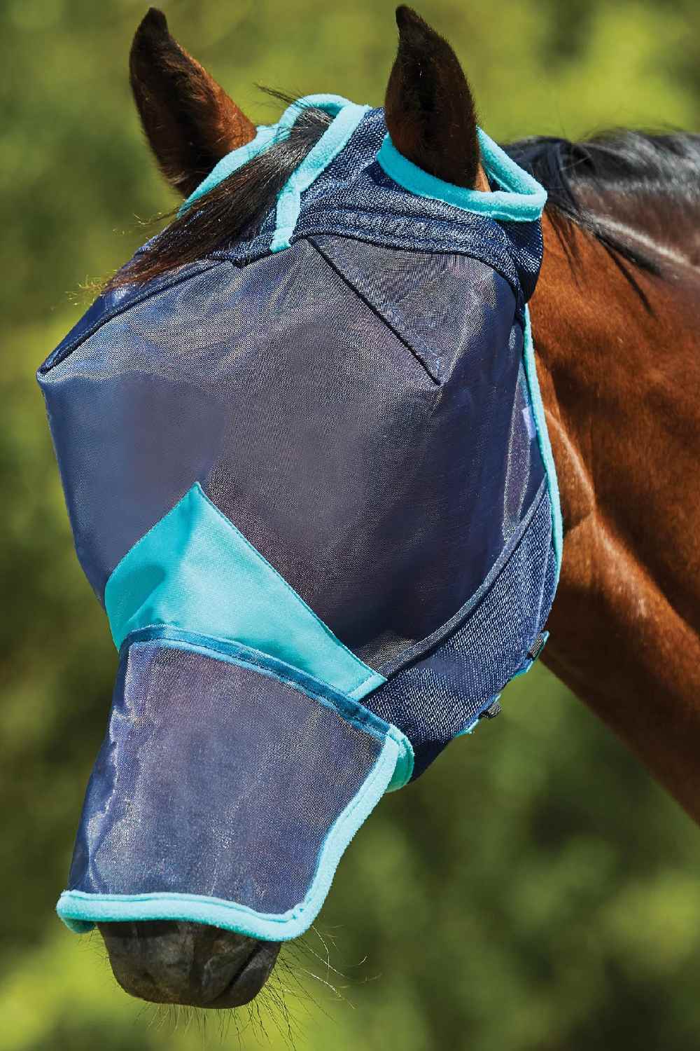 WeatherBeeta ComFiTec Deluxe Fine Mesh Mask With Nose in Navy/Turquoise 