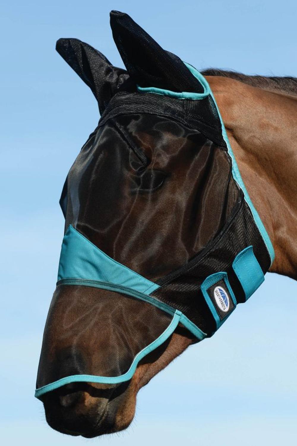 WeatherBeeta ComFiTec Fine Mesh Mask With Ears and Nose | Two Colours In Black/Turquoise