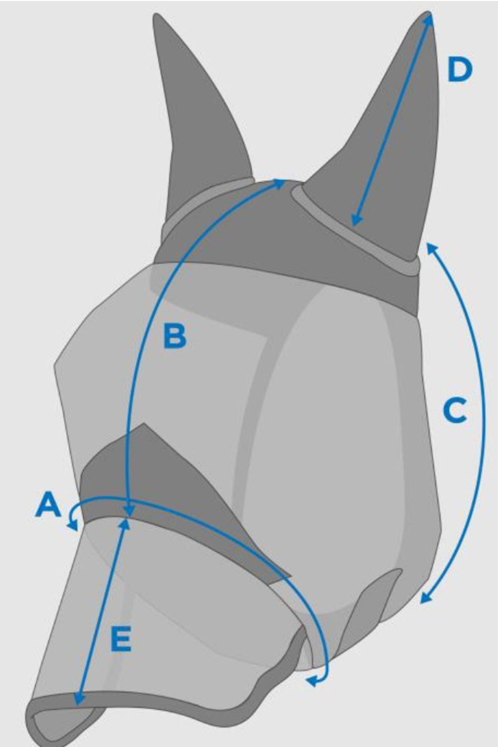 WeatherBeeta ComFiTec Fine Mesh Mask With Ears and Nose | Two Colours Size Chart