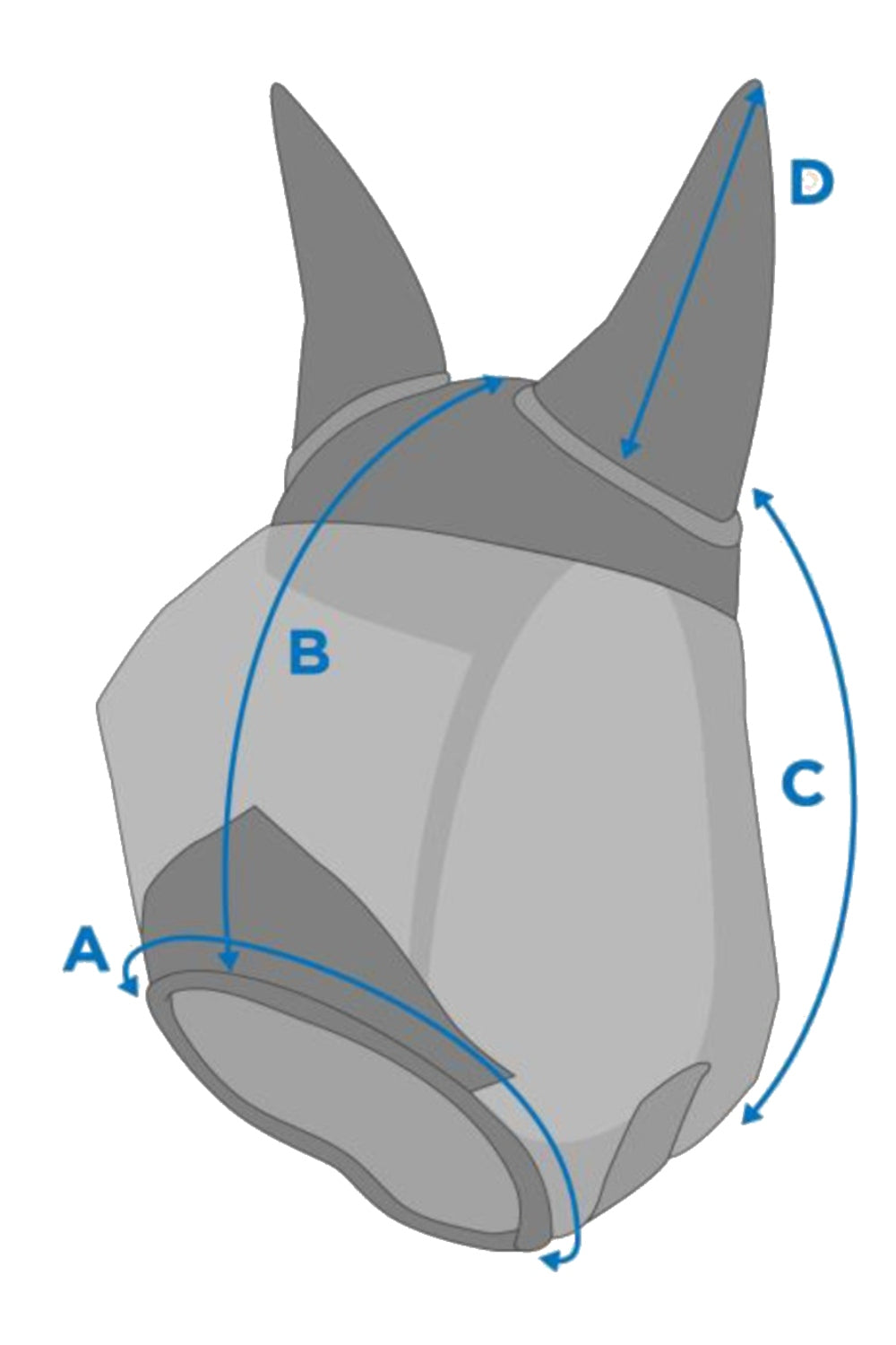 WeatherBeeta Comfitec Deluxe Durable Mesh Mask With Ears &amp; Tassels Size Chart Reference