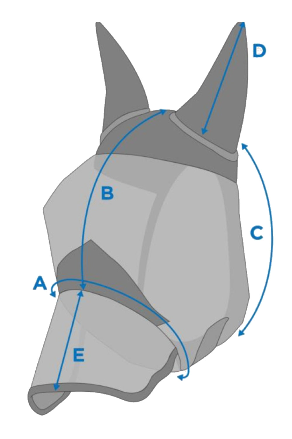 WeatherBeeta Comfitec Deluxe Durable Mesh Mask With Ears &amp; Nose Size Chart Reference