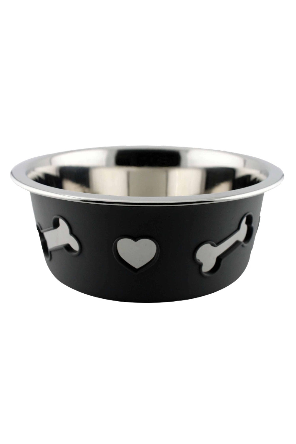 WeatherBeeta Non-Slip Stainless Steel Silicone Bone Dog Bowl In Dark Grey 