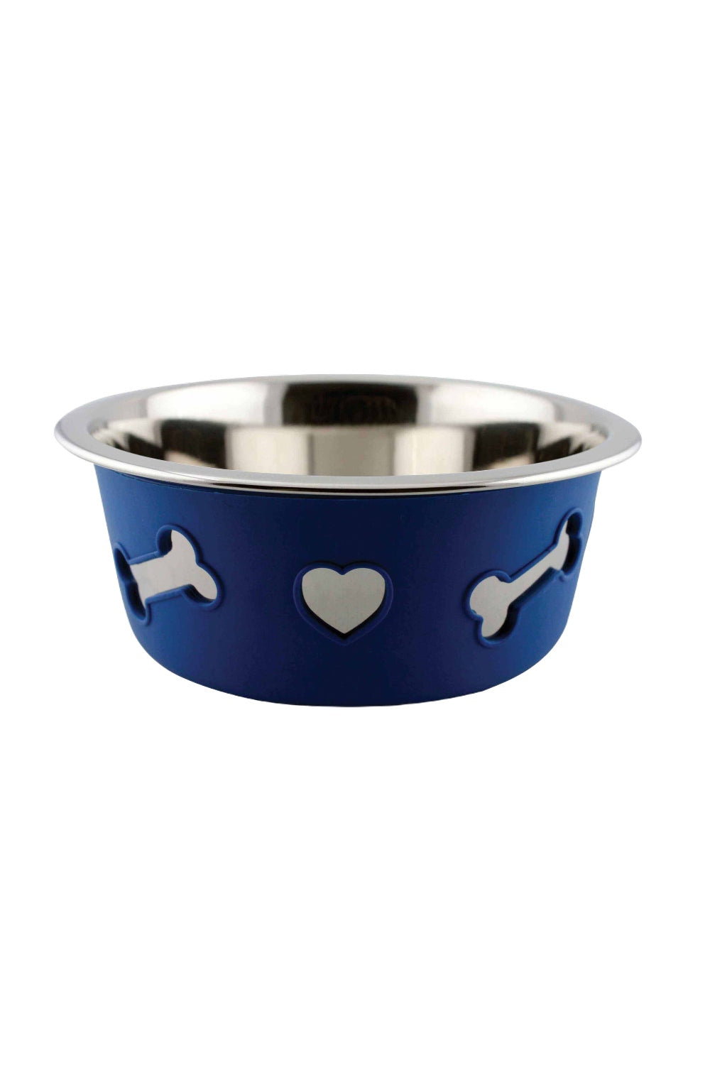 WeatherBeeta Non-Slip Stainless Steel Silicone Bone Dog Bowl In Blue 