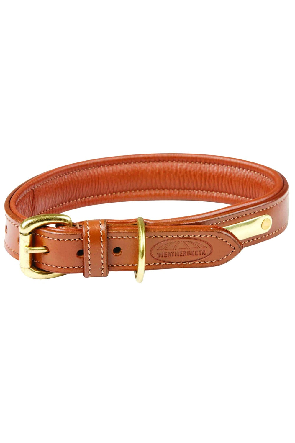 WeatherBeeta Padded Leather Dog Collar in Tan 