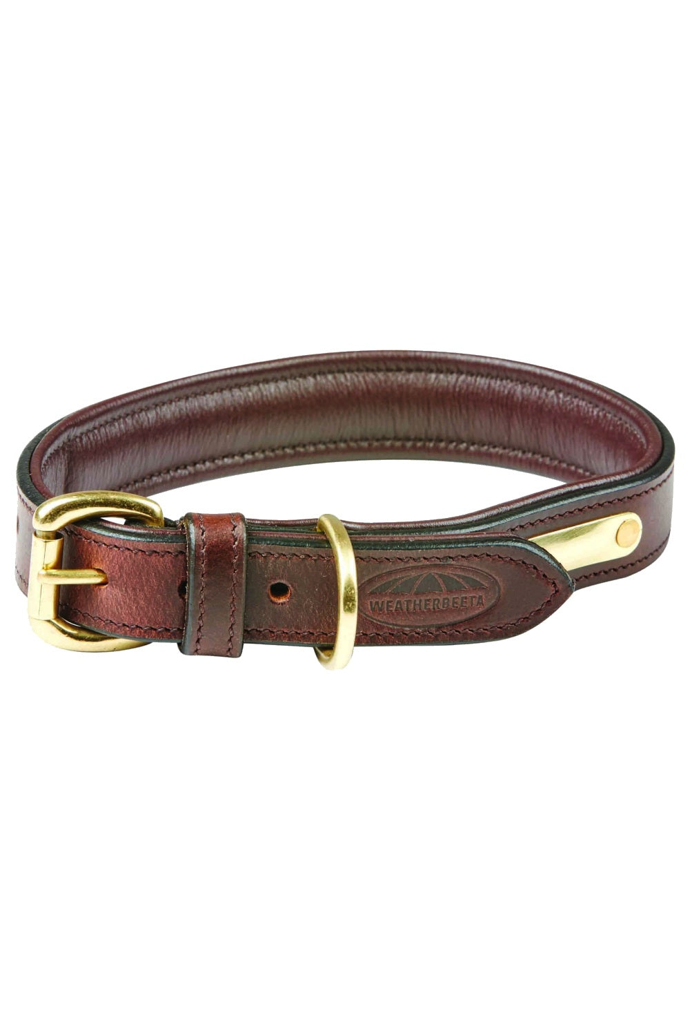 WeatherBeeta Padded Leather Dog Collar in Brown 