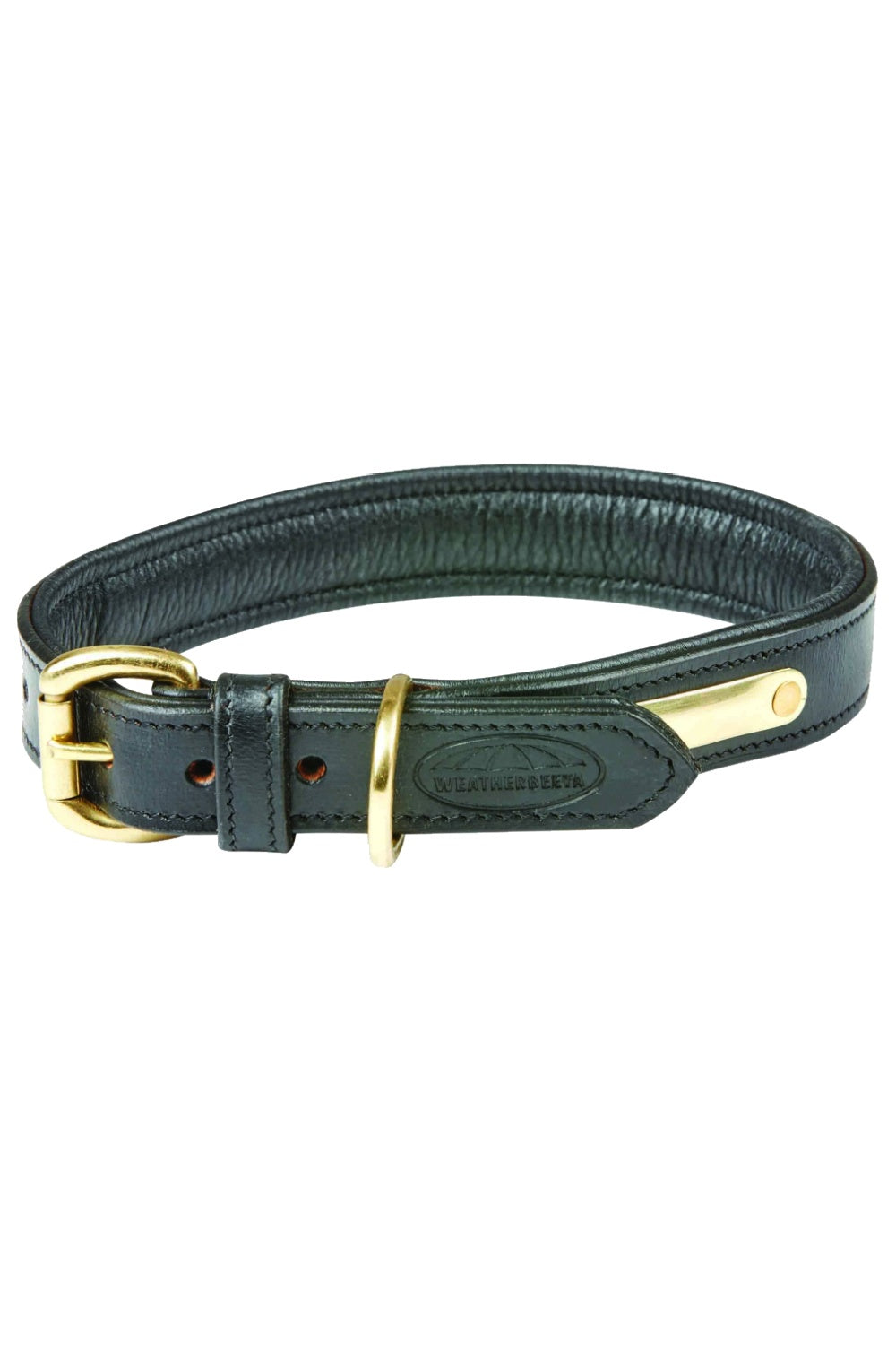 WeatherBeeta Padded Leather Dog Collar in Black 