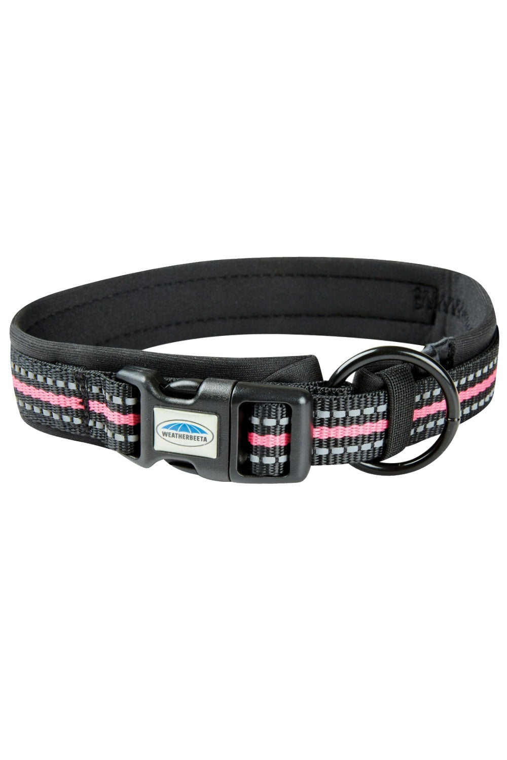 WeatherBeeta Reflective Dog Collar in Black/Pink 
