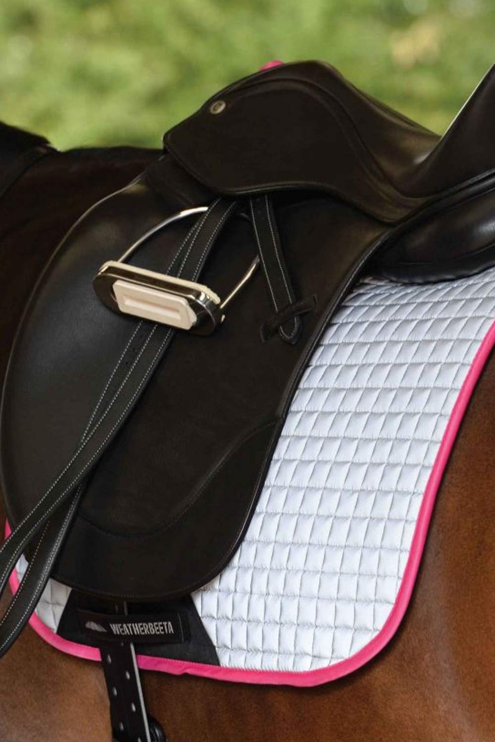 WeatherBeeta Reflective Prime Dressage Saddle Pad In Silver/Pink 