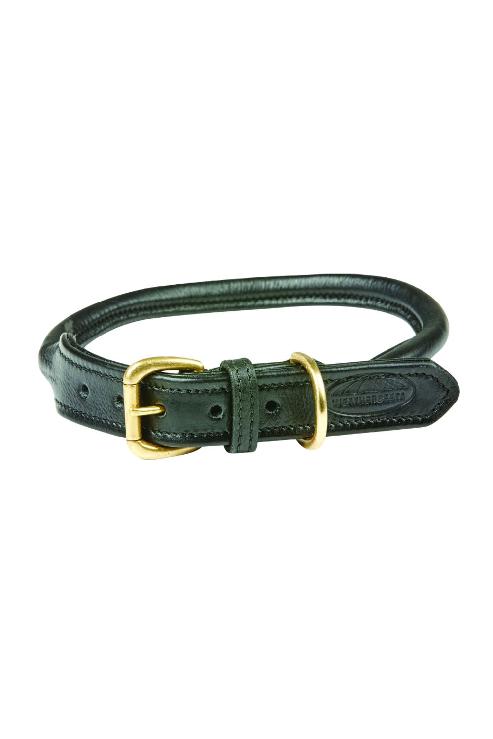 WeatherBeeta Rolled Leather Dog Collar In Black 
