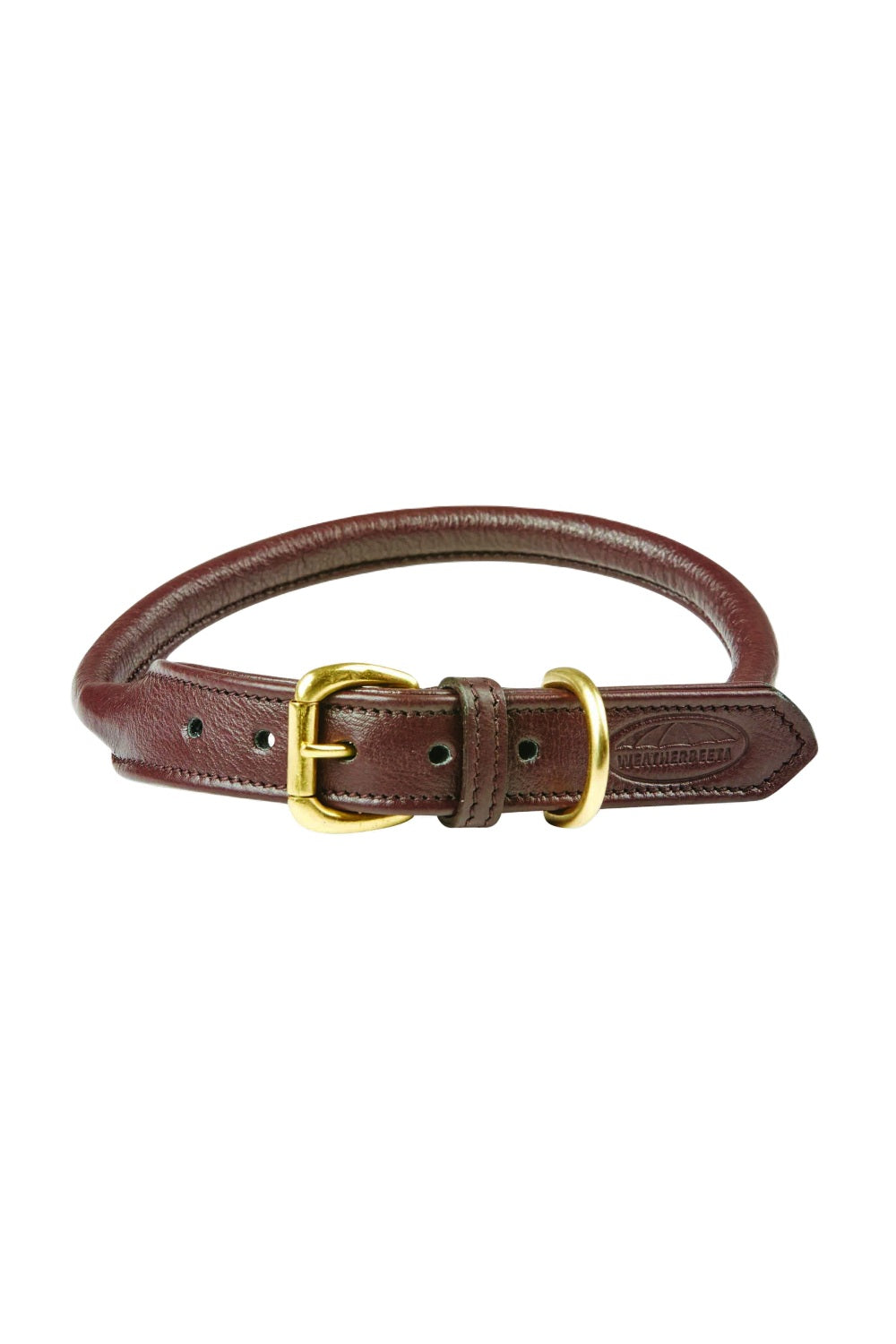 WeatherBeeta Rolled Leather Dog Collar In Brown 