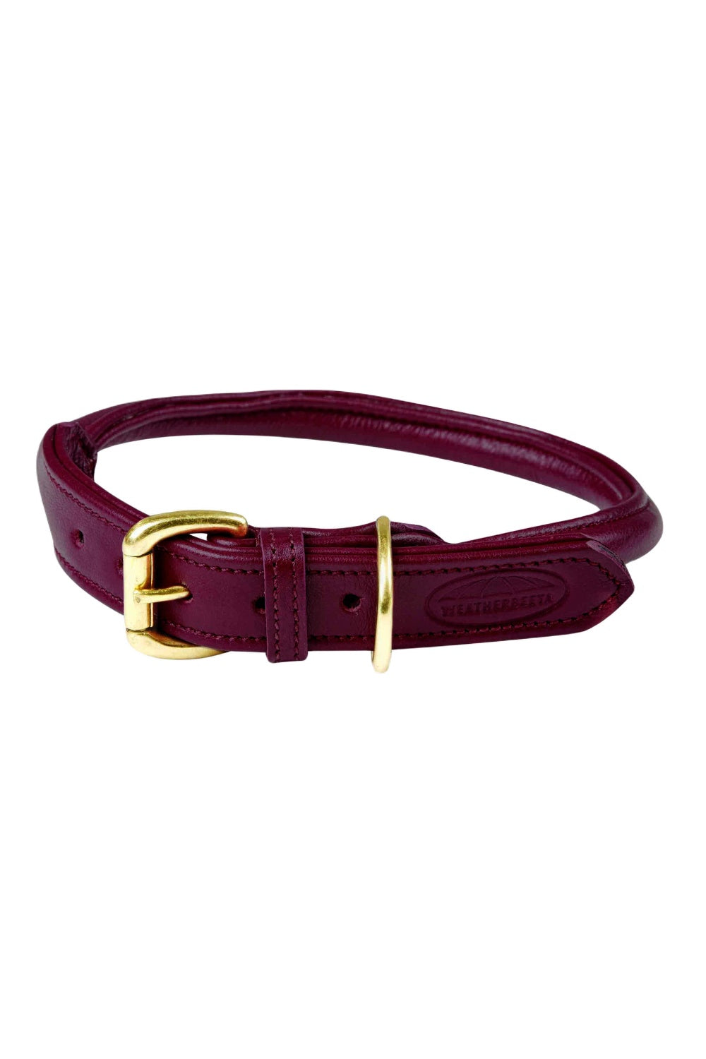 WeatherBeeta Rolled Leather Dog Collar In Maroon  