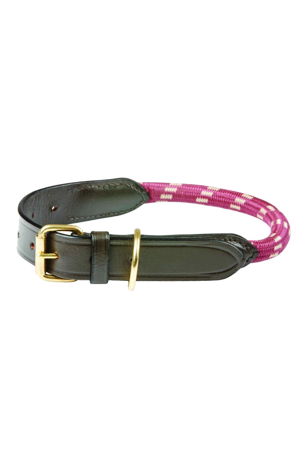WeatherBeeta Rope Leather Dog Collar in Burgundy/Brown 