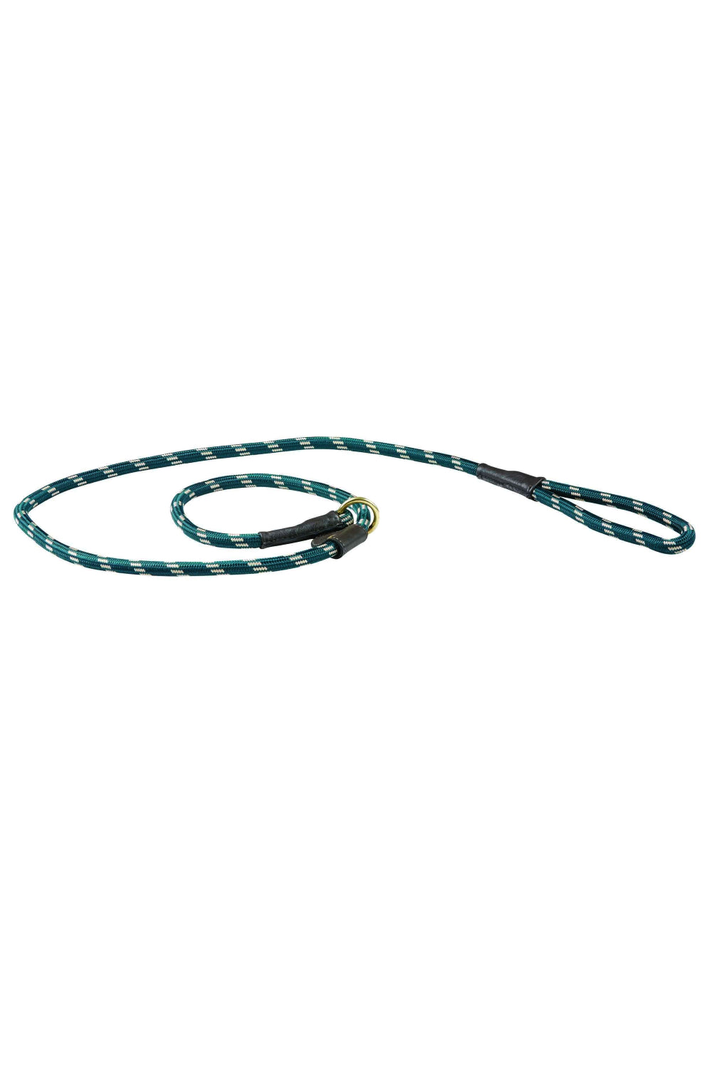 WeatherBeeta Rope Leather Slip Dog Lead in Hunter Green/Brown 