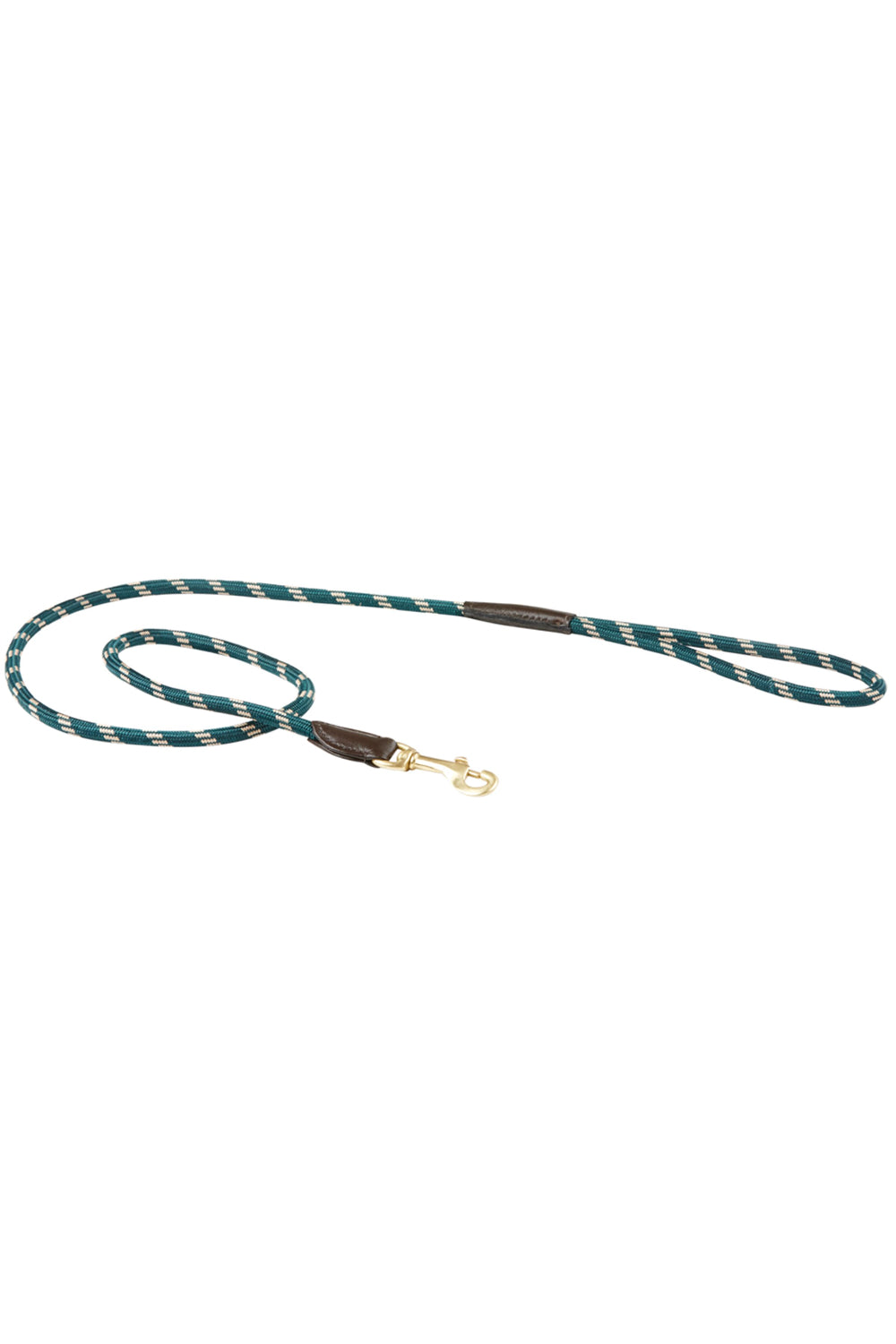 WeatherBeeta Rope Leather Dog Lead in Hunter Green/Brown 