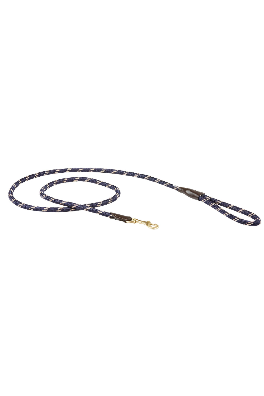 WeatherBeeta Rope Leather Dog Lead in Navy/Brown 