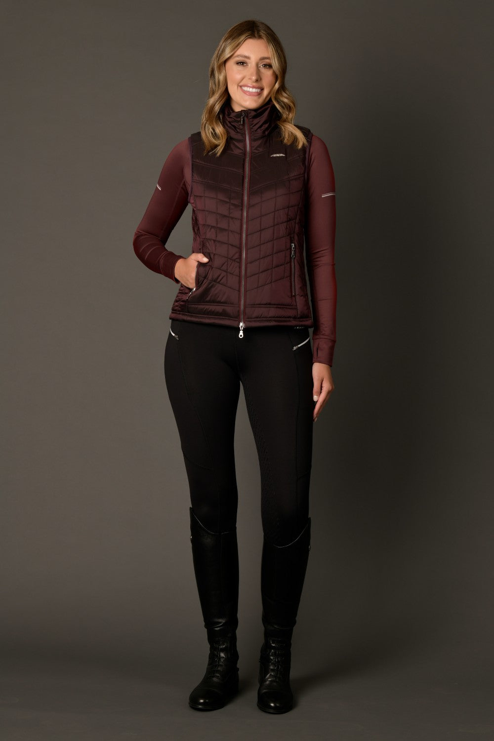 Weatherbeeta Gia Ladies Puffer Vest in Mulberry