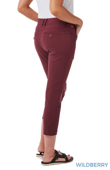 Rear Wildberry Ladies Clara NosiLife Crop Pants by Craghoppers