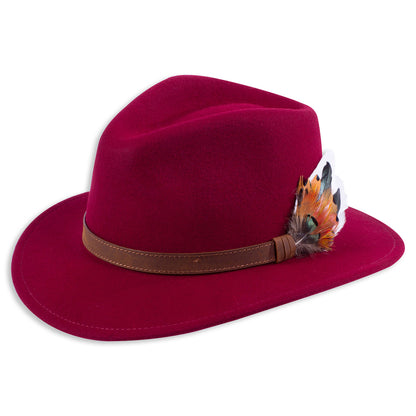 Wine red felt hat 