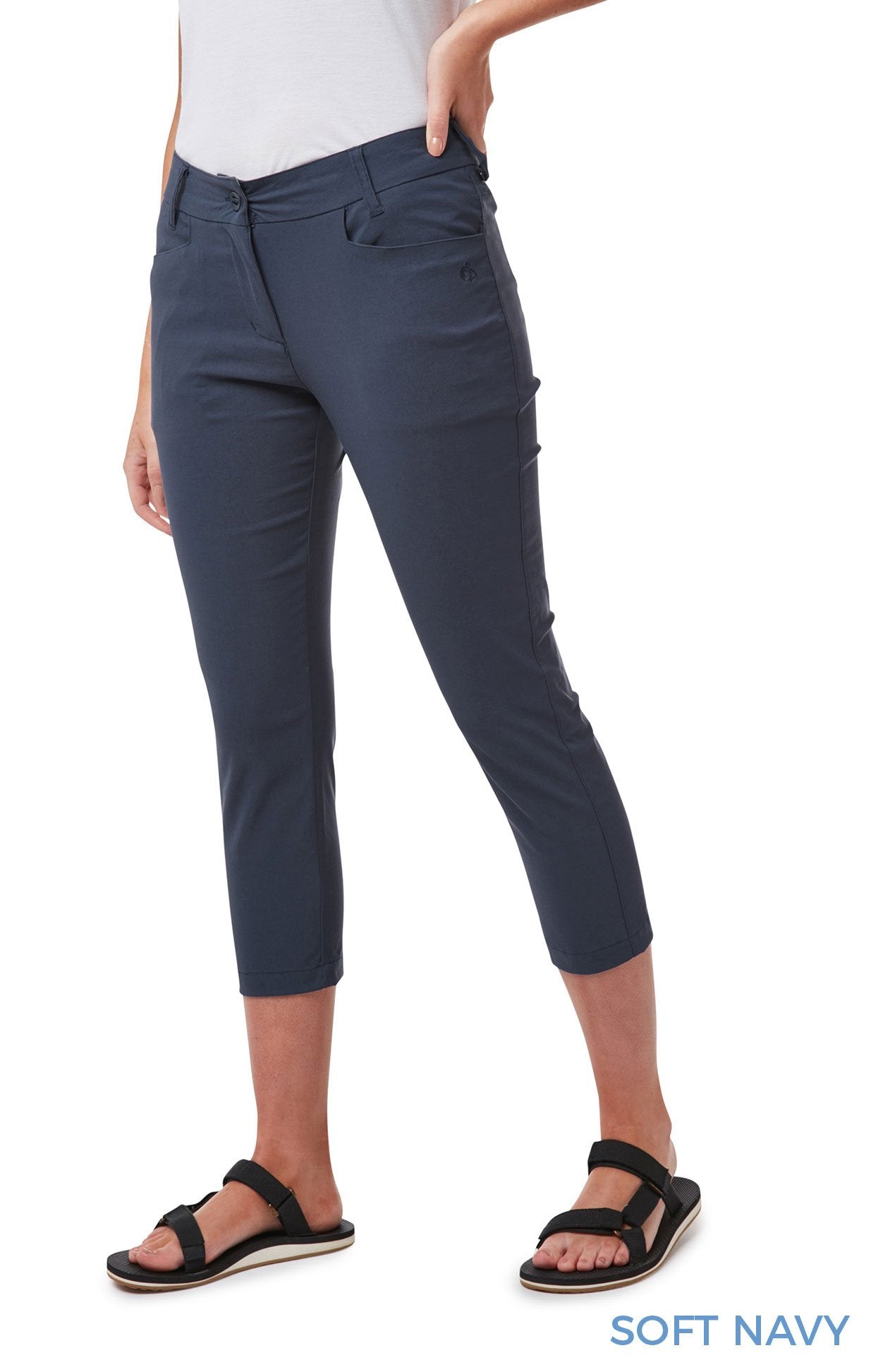 Soft Navy Ladies Clara NosiLife Crop Pants by Craghoppers