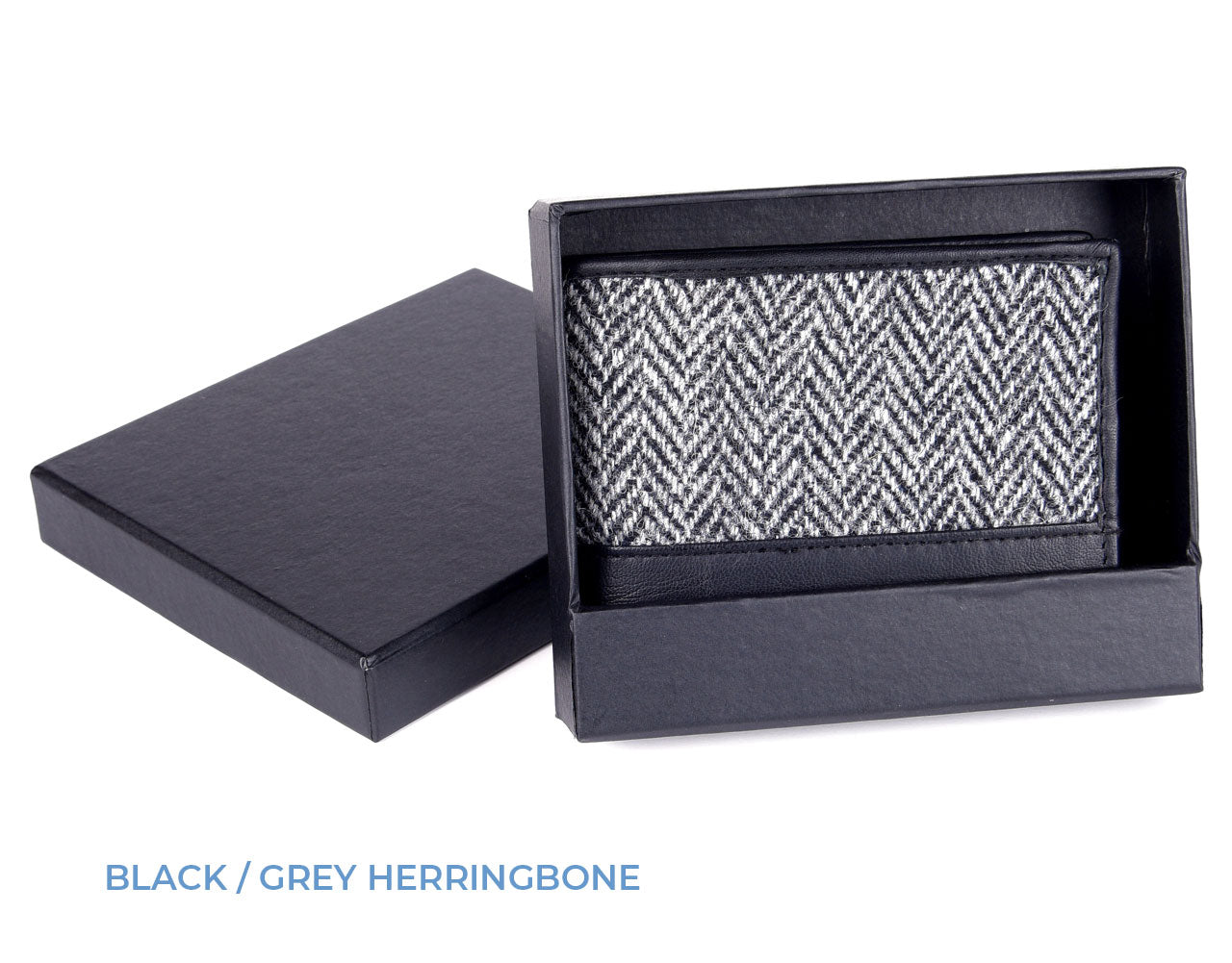Black Grey Herringbone Tweed Heather Callum Harris Tweed Wallet 