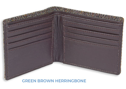 Green Brown herringboneHeather Callum Harris Tweed Wallet 