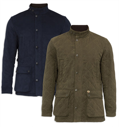 Alan Paine Felwell Quilted Jacket in Navy and Olive  