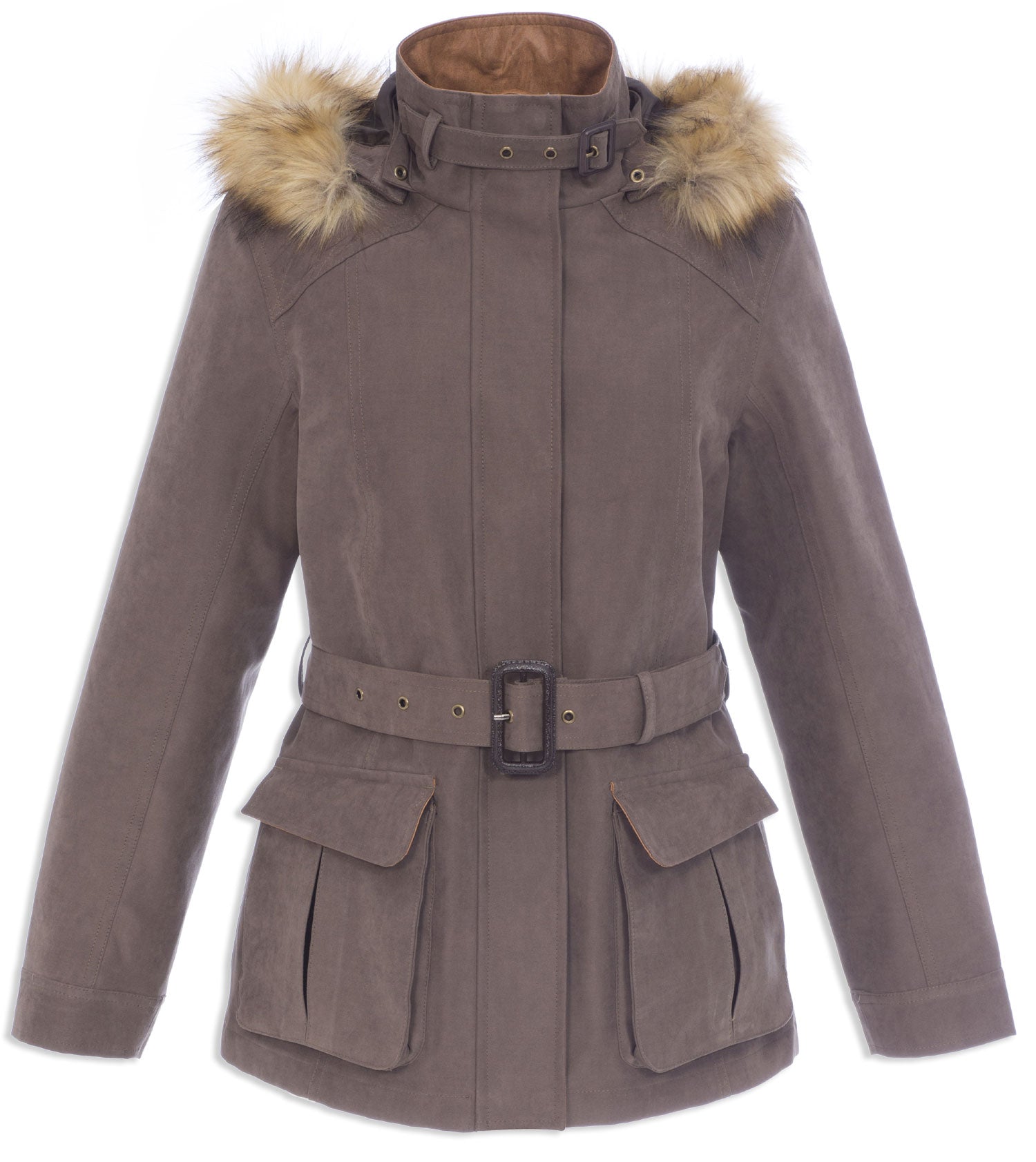 brown Alan Paine Berwick Jacket with Faux Fur Trim 